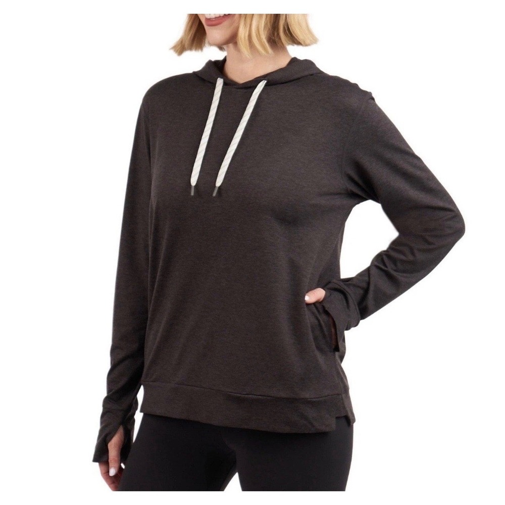 NWT Kirkland Signature Womens Gray Lightweight Pullover Hoodie Layering •M• Gym